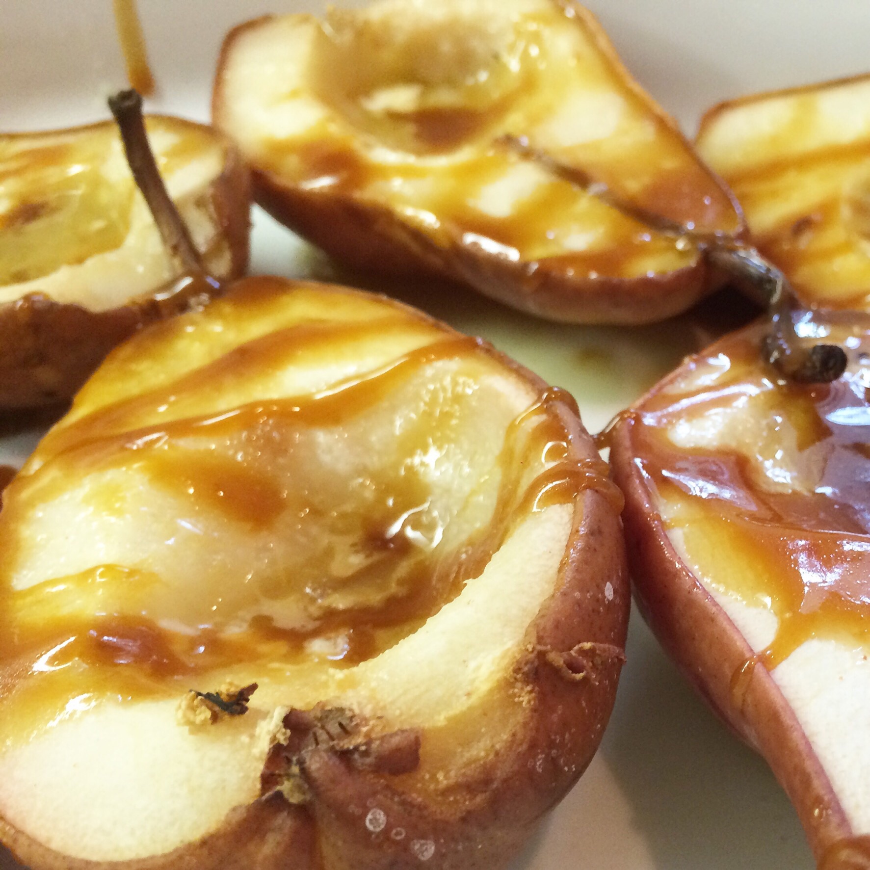 Drizzle Paleo Caramel on Baked Pears and finish off in broiler. You can always add more after. Enjoy!