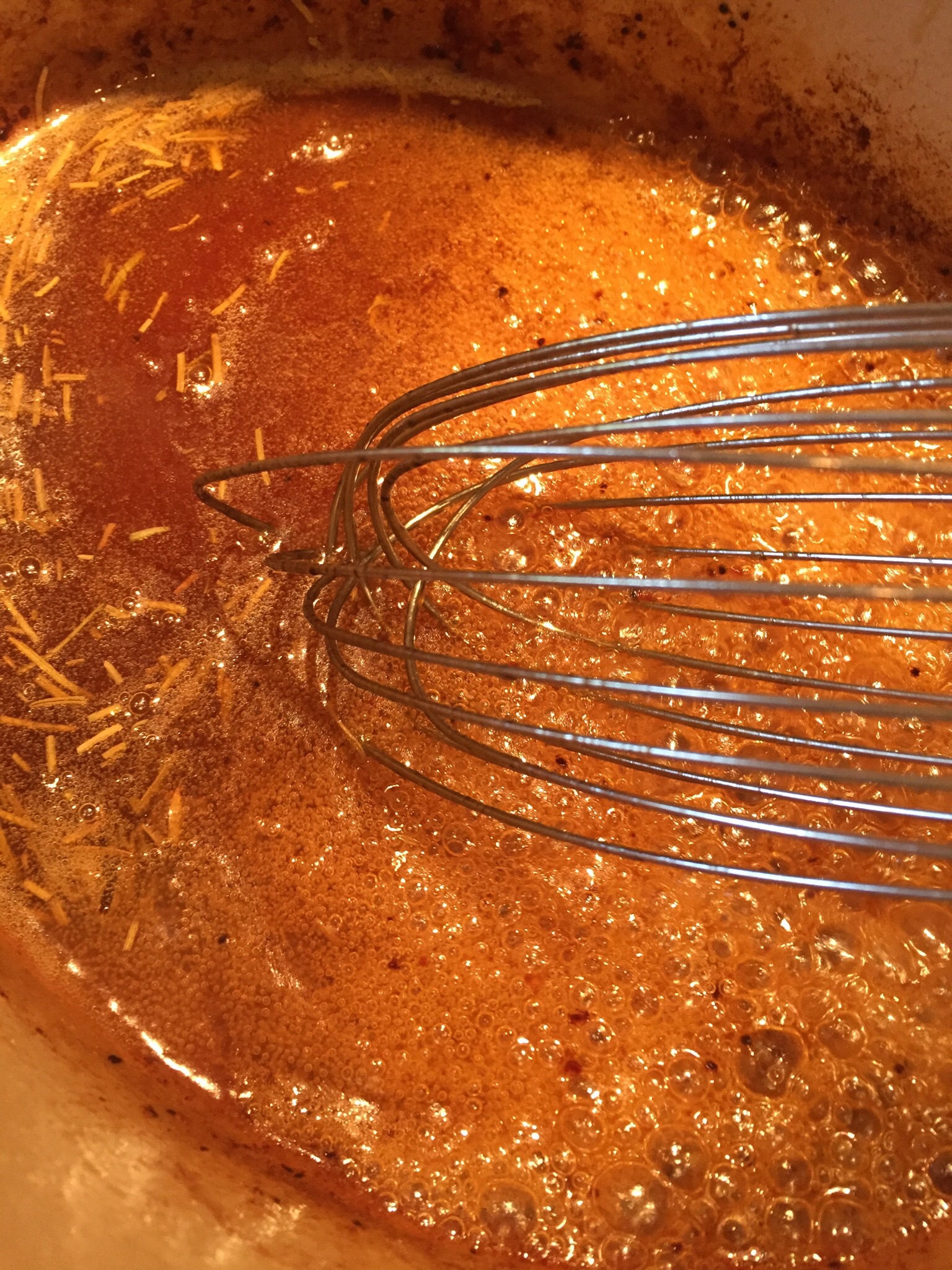 Using the remaining Broth, and Melted Ghee left in pan add in Honey and sprinkle of Rosemary.